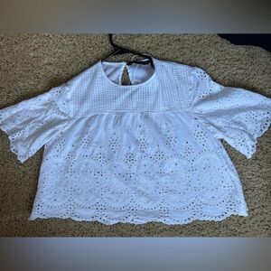 Zara white eyelet blouse